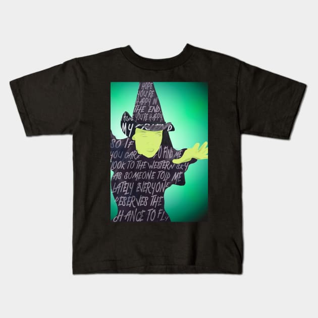 Elphaba is Defying Gravity Kids T-Shirt by Skahfee